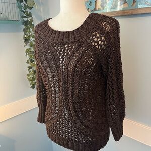 Elegant Brown Knit Women's Sweater